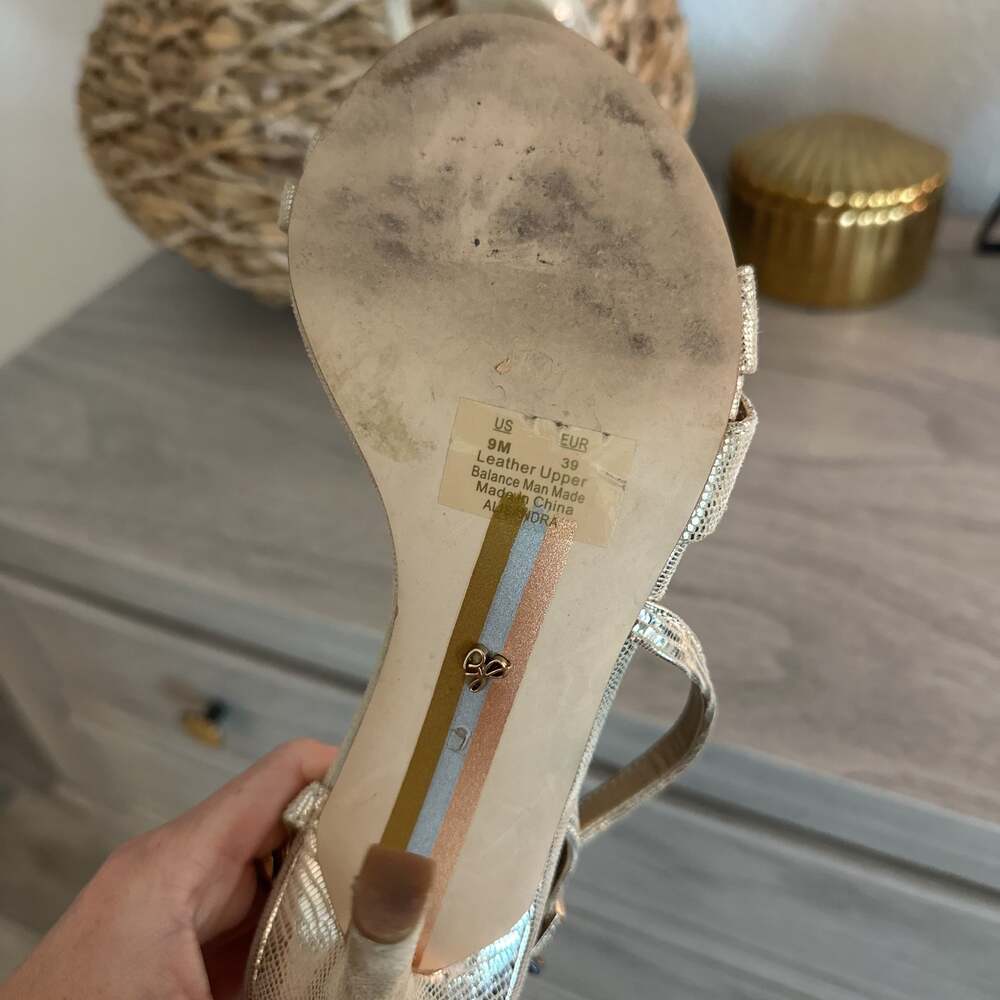 Sam Edelman Alisandra Metallic‎ Gold Strappy Stiletto Heel Sandals - Picture 6 of 7